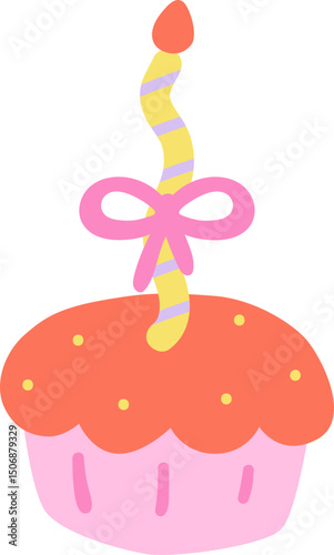 Cute Colorful Birthday Cake Illustration Handdrawn Party Element Illustration