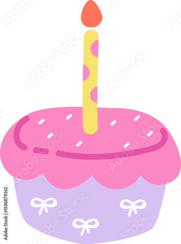 Cute Colorful Birthday Cake Illustration Handdrawn Party Element Illustration