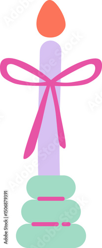 Cute Colorful Birthday Candle Illustration Handdrawn Party Element Illustration