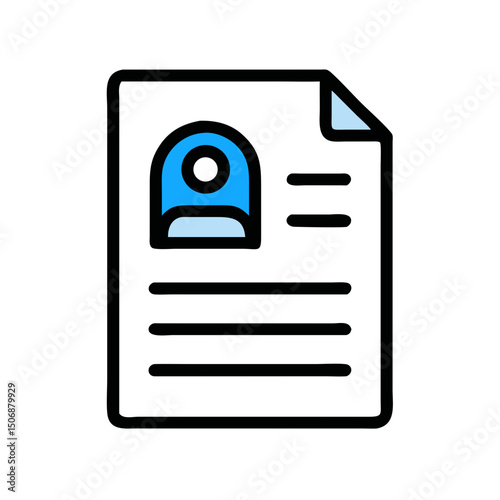 Flat graphic icon of file with person placeholder photo