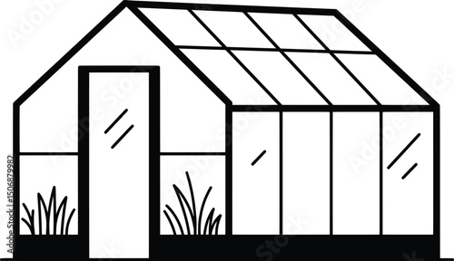 Greenhouse Vector Illustration Modern Garden Design