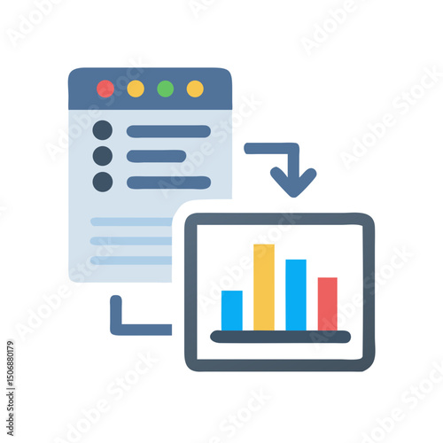 Data analysis icon representing report conversion and visualization