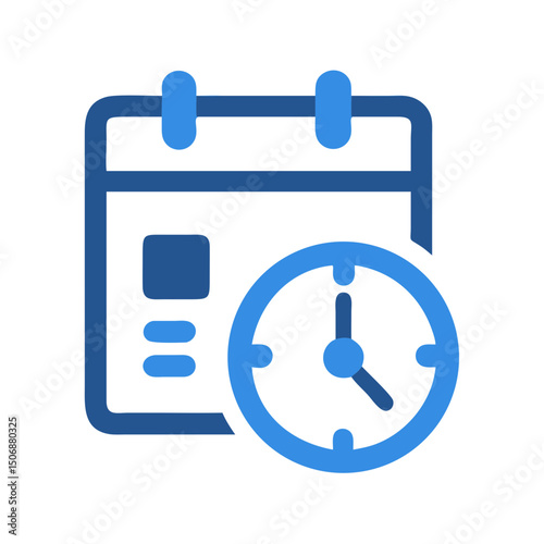 Calendar icon with clock depicting time management concept