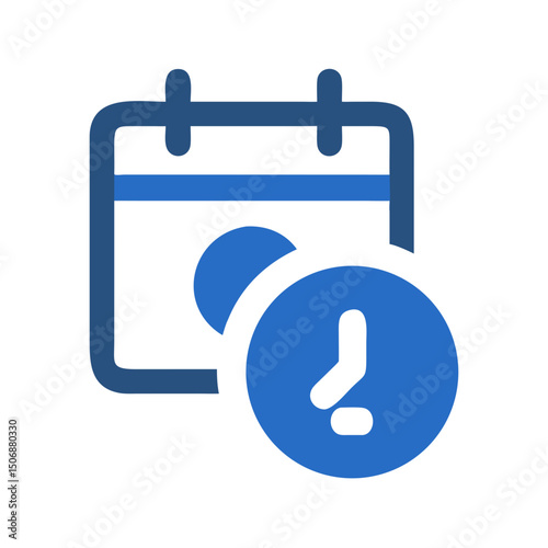 Blue calendar and clock icon for scheduling reminders
