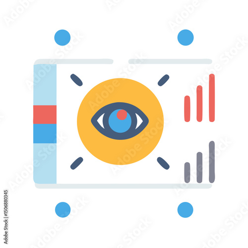 Data visualization eye icon on futuristic black screen display