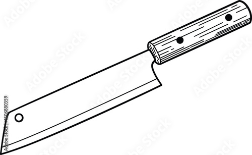 High-Resolution Vector Illustration of a Japanese Kitchen Knife
