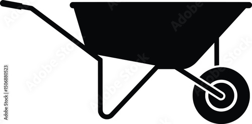 Wheelbarrow Vector Illustration Gardening Tool Silhouette