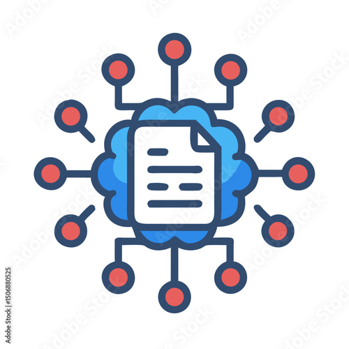 Data connection concept illustration with central document and nodes