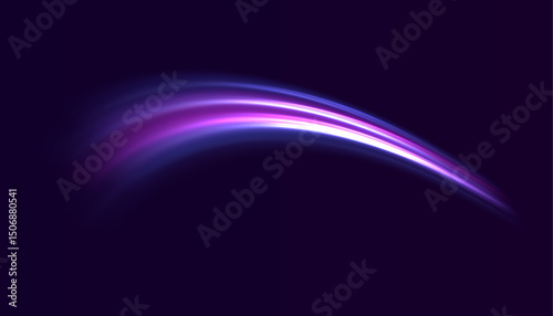 Laser beams glowing abstract sparkling isolated on transparent background. Neon line as speed or arc, turn, twist, bend in light effect. Light arc in neon colors. PNG, lens, neon, line, blur, beam.