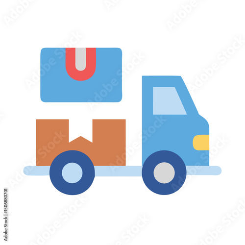 Delivery truck loaded with boxes flat design illustration