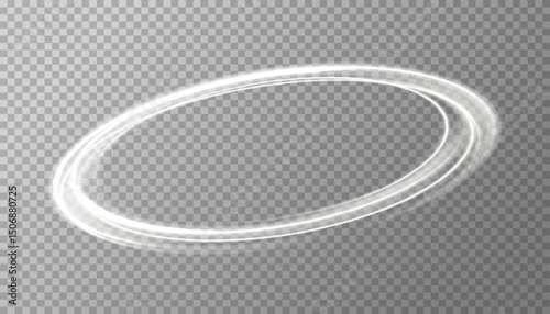 White glowing lines of speed.  Light glow effect. Vector png background with white glowing lines, Light trail wave.