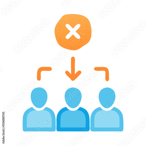 Declined idea affecting team members, visualized in flat design