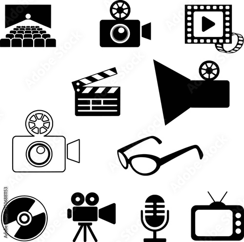 Filmmaking icons cinema movie production symbols