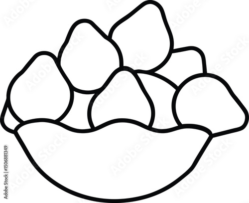 Fried Cheese Curds Melty Snack Sketch Line Art Vector Illustration