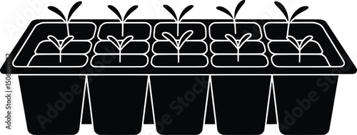 Gardening Vector Seed Starting Tray Illustration