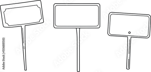 Set of Three Blank Vector Garden Plant Markers