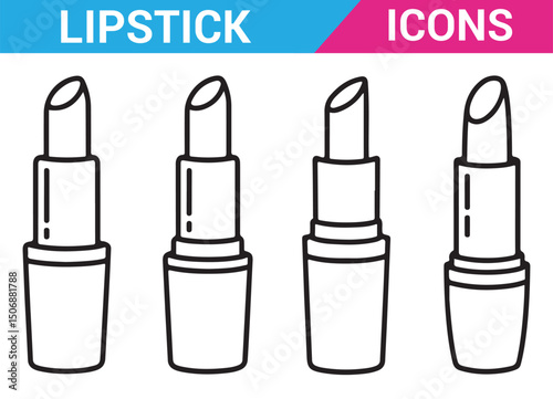 Minimalist Lipstick Illustration Set, Hand-Drawn Line Art Beauty Product