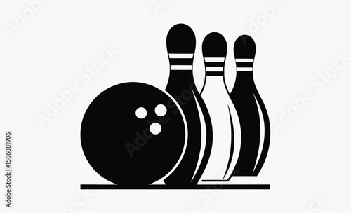 Bowling Ball and Pins Silhouette