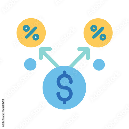 Dollar growth and percentage return on investment illustration
