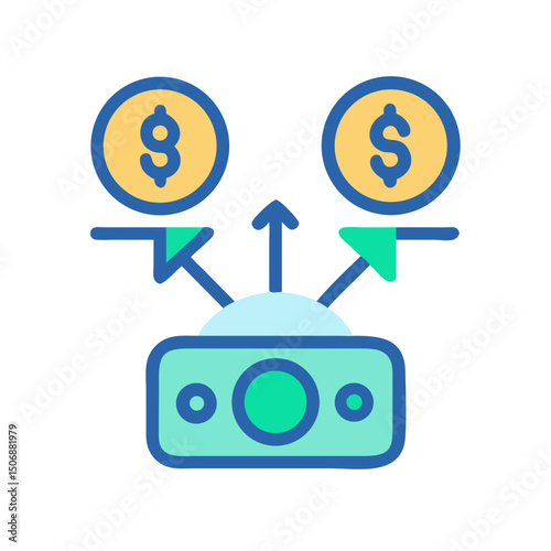 Money management graphic representing investments and earning potential