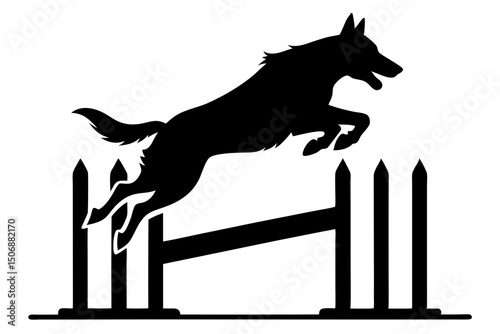 Dog Silhouette Jumping Agility Hurdle Animal Sports Training Design