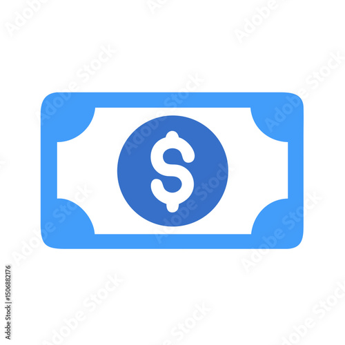 Blue dollar bill icon representing financial assets or income