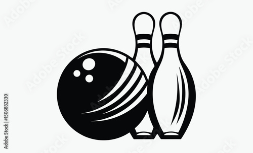 Bowling Ball and Pins Silhouette