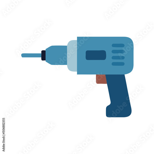 Isolated blue drill tool against a White Background vector