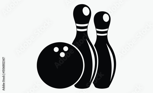 Bowling Ball and Pins Silhouette