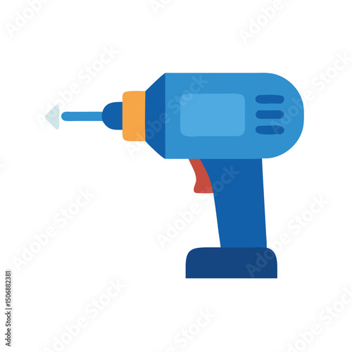 Blue cordless drill vector icon on White Background