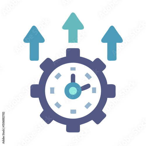 Time management improvement and progress, efficiency flat design concept