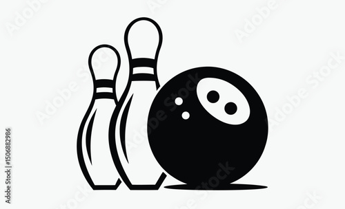 Bowling Ball and Pins Silhouette