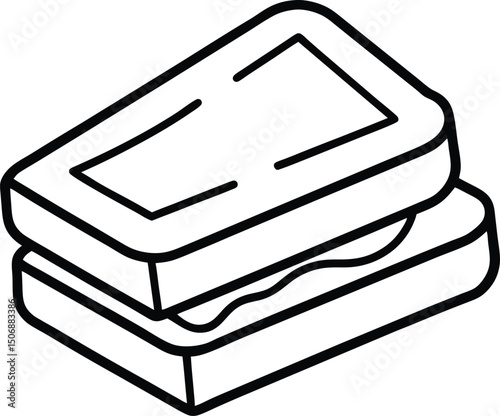 Grilled Cheese Panini Pressed Sandwich Line Art Vector Illustration