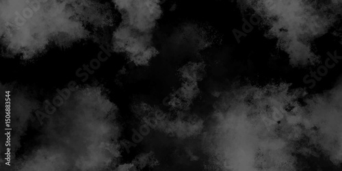 Abstract ash cloud and smoke texture in dark background. White Black fog effect transparent smoke isolated dark dramatic sky with black stormy clouds. Grunge creative and decorative fractal smoke art