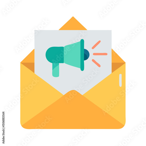 Email marketing campaign with announcement megaphone and notification alerts