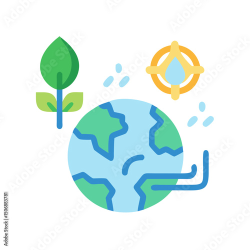 Sustainable Earth visual with a green leaf and water drop