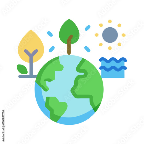 Stylized earth globe icon showing nature and sustainability concept