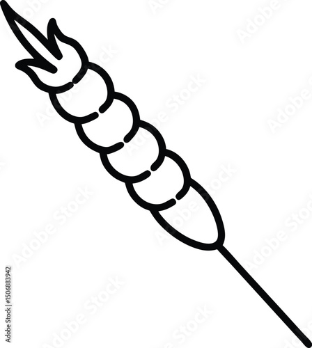 Grilled Corn Skewer Summer Snack Line Art Vector Illustration