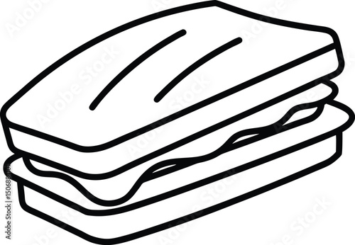 Grilled Panini Sandwich Toasted Snack Line Art Vector Illustration