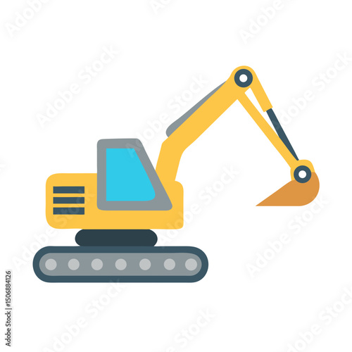 Stylized excavator illustration on a White Background