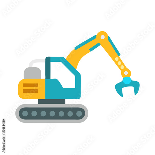 Stylized illustration of construction vehicle on a White Background