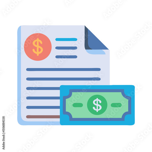 Financial report and cash payment document concept illustration