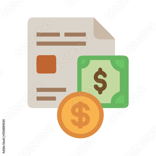 Financial document with money, representing payments and financial analysis
