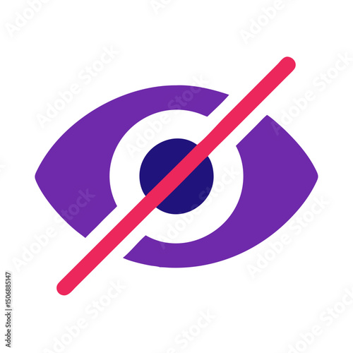 Censored eye icon with a diagonal line over it