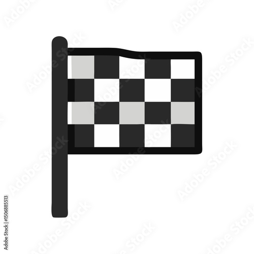 Cartoon checkered flag on a White Background illustration