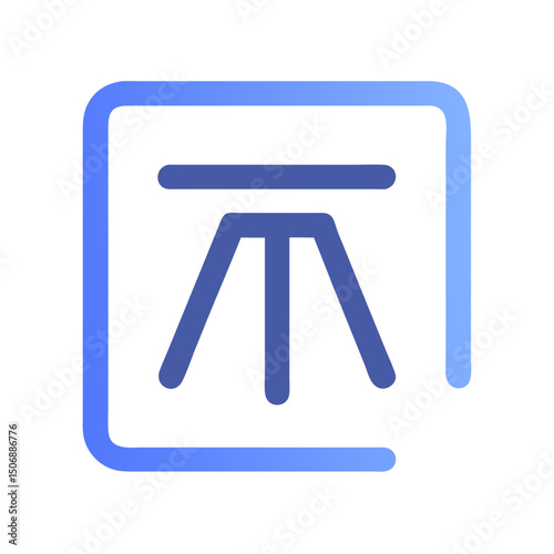 Stylized icon of tripod inside rounded square outline