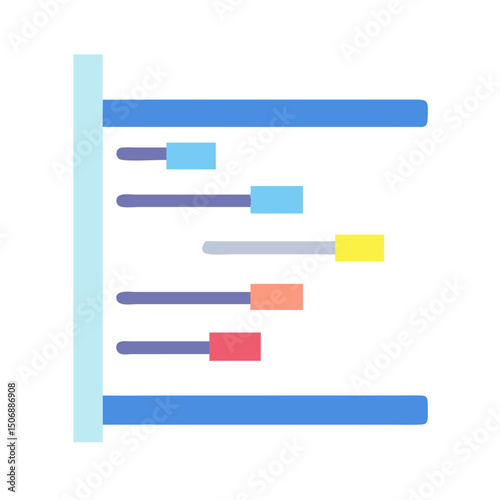 Abstract Gantt chart illustration with colorful rectangles on White