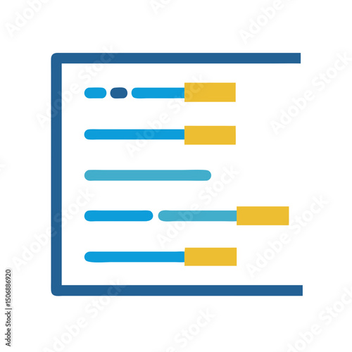 Data table visualization with blue and yellow progress bars
