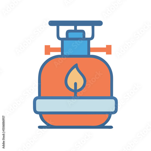 Cartoon gas cylinder illustration with orange and blue accents