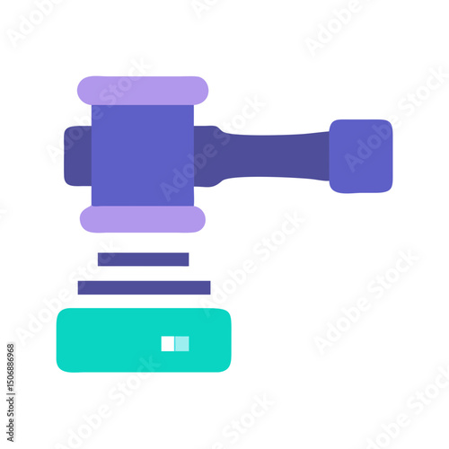 Flat design icon of a justice gavel on White Background